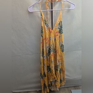 Yellow Tropical Print Dress